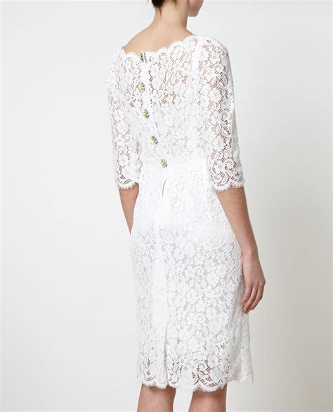 Dolce And Gabbana Daisy Lace Embellished Dress In White Lyst