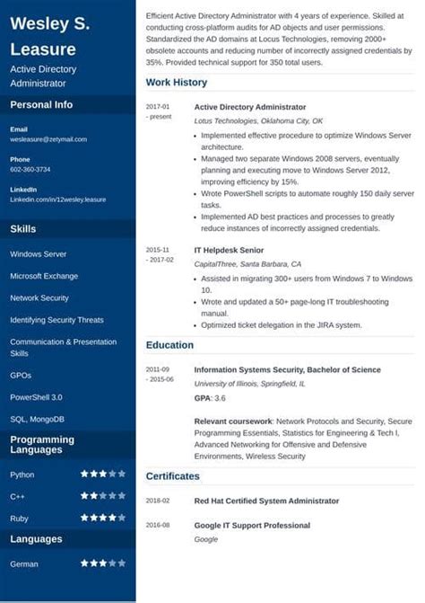 Active Directory Resume Sample Writing Guide
