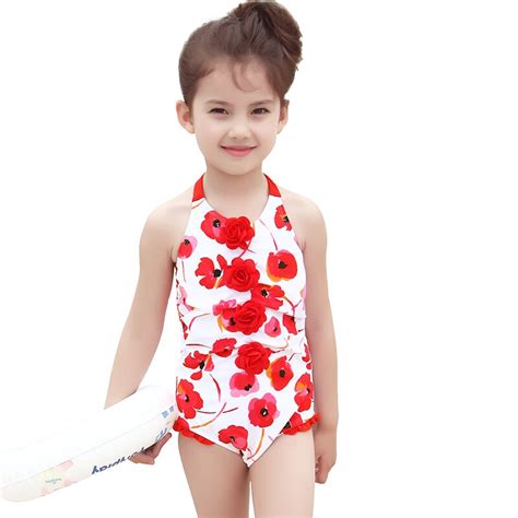 Chinês Vermelho Meninas Um Pedaço Swimsuit Crianças Swimwear Crianças