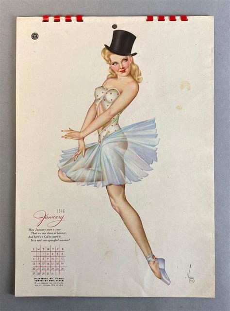 Bid Now 1946 Esquire Varga Verses Pin Up Calendar January 6 0123 9