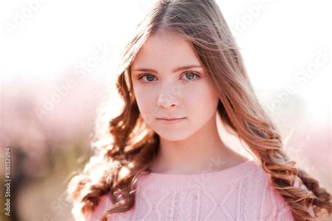 Beautiful Blonde Teen Girl 14 16 Year Old Posing Outdoors Looking At
