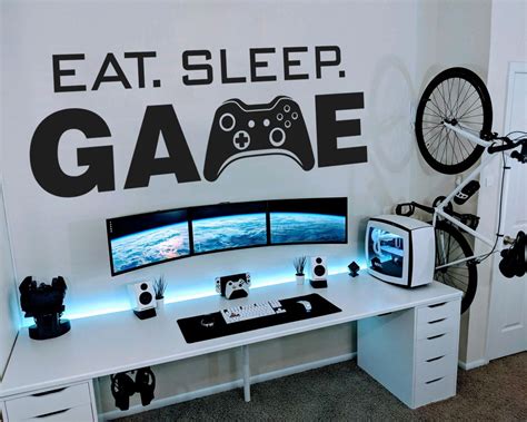 Eat Sleep Game Wall Decal In 2020 Game Room Design Boys Room Design