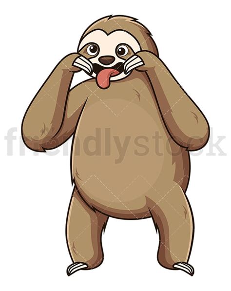 Funny Sloth Cartoon Clipart Vector Friendlystock