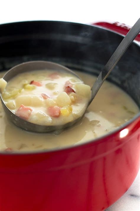 In a large soup pot or dutch oven combine the beans, herb bundle, hocks, onions, and garlic with the water. Easy and Comforting Ham and Potato Soup
