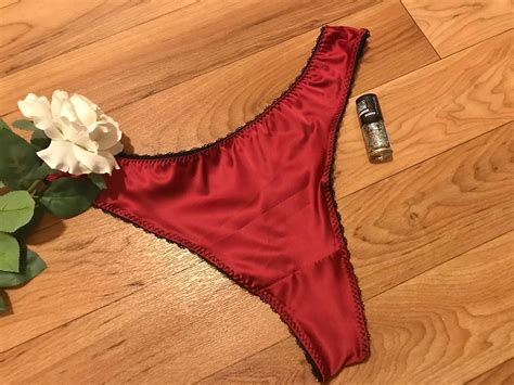 Stunning Red Satin Womens Thong Sizes Uk6 Uk22 Valentines Etsy