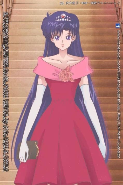 An Anime Girl In A Red Dress With Long Blue Hair