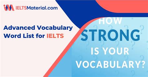 Advanced Vocabulary Word List For Ielts