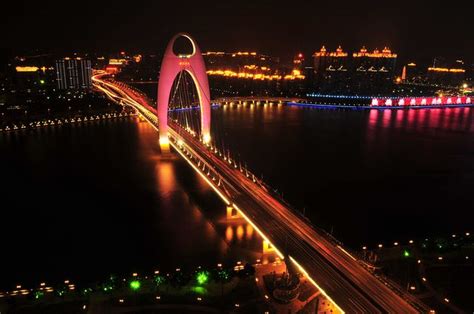 Liede Bridge Nightview Guangzhou China Hxt0502 Bridge Golden