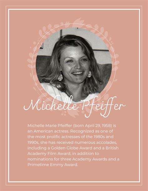 Michelle Pfeiffer Biography Biography Template