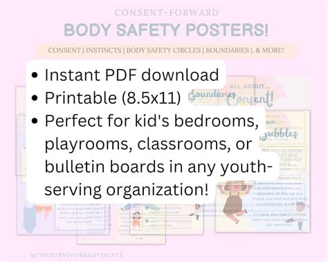 Body Safety Posters For Kids Consent Boundaries Instincts Teachers