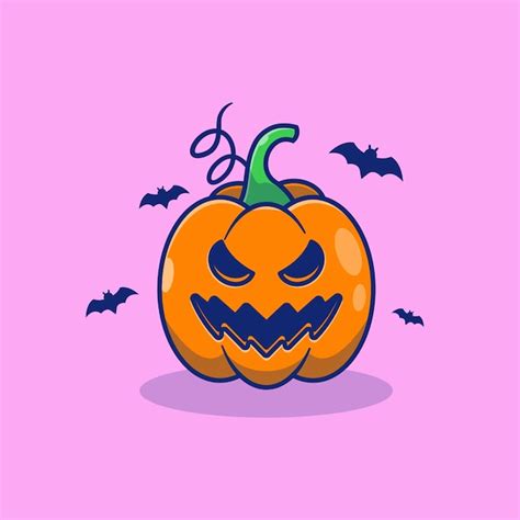 Premium Vector Jack Olantern Pumpkin Vector Illustration Design With Bat