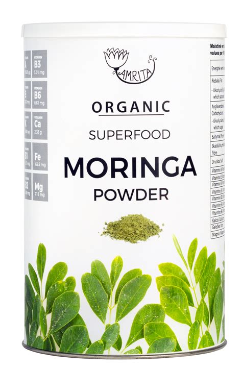Organic Moringa Powder AMRITA, 150 g gambar png