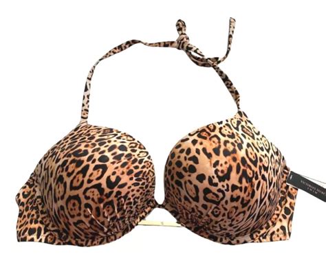 Victorias Secret Nwt Leopard Push Up Bombshell 2 Cups Swim Bikini Top
