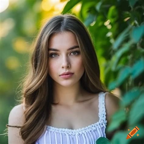 Portrait Of A Babe Woman With Brown Hair And Blue Eyes On Craiyon