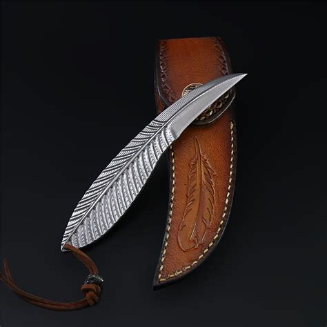 The Feather Damascus Steel Fixed Blade Romance Of Men