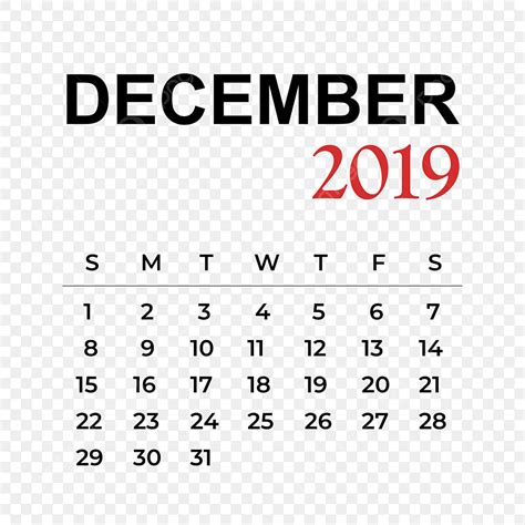 December Calendar Vector Png Images 2019 Calendar December Month