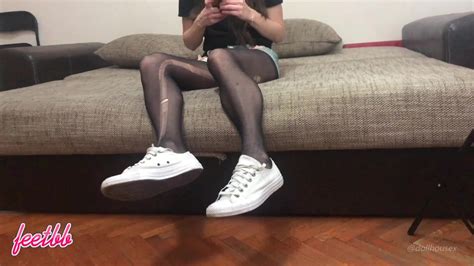Converse Sneakers And Ripped Pantyhose Nylons Preview Redtube