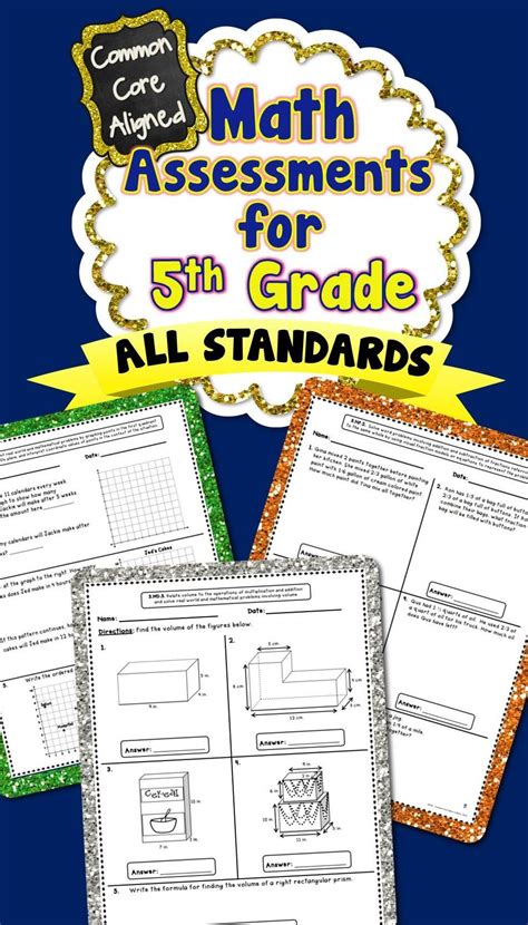Common Core Math Assessments 5th Grade Math Assessment Fifth Grade