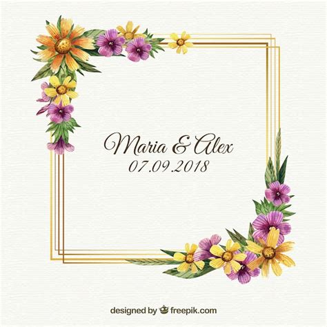 Free Vector Floral Wedding Frame Template