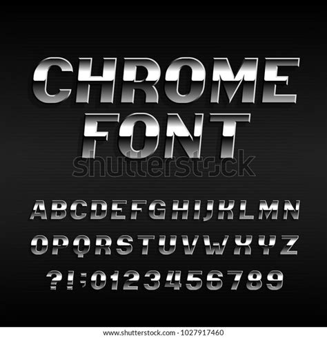Chrome Effect Alphabet Font Steel Numbers Stock Vector Royalty Free