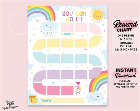 Printable Rainbow Reward Chart Sunshine Behavior Chart Etsy Finland