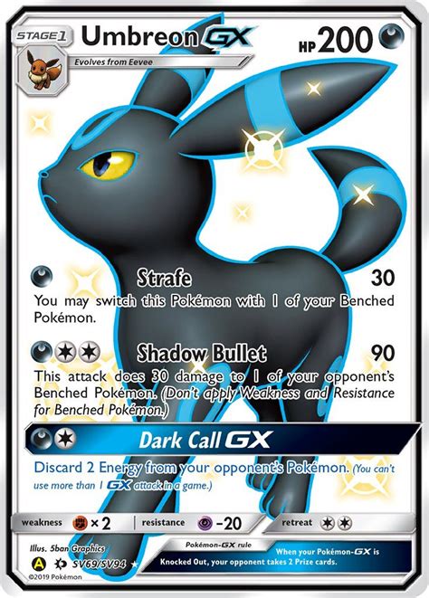 Umbreon Gx Sv69sv94 Sm Hidden Fates Holo Full Art Shiny Ultra Rare