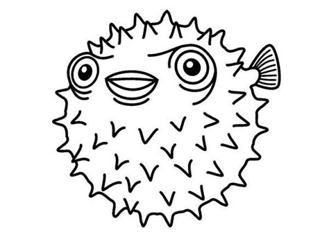 White Spotted Puffer Fish Coloring Page : Kids Play Color in 2020