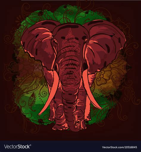 Indian Elephant On The Watercolor Blot Royalty Free Vector