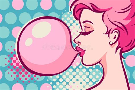 Woman Blowing Bubble Gum Stock Illustrations 161 Woman Blowing Bubble