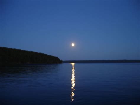 Hd Wallpaper Lake Superior Moonlight Reflection Water Night Full