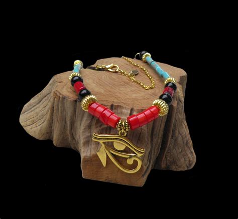 199 Gold Egypt Eye Of Horus Pendant Necklace Multi Gemstones Etsy