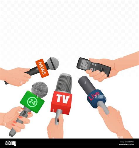 Press Conference Microphones Reporters Stock Vector Images Alamy