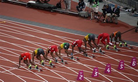 The shortest common outdoor running distance, it is one of the most popular and prestigious events in the sport of athletics. London 2012 Olympic Games 100m Final - Start | Richard Thomp… | Flickr