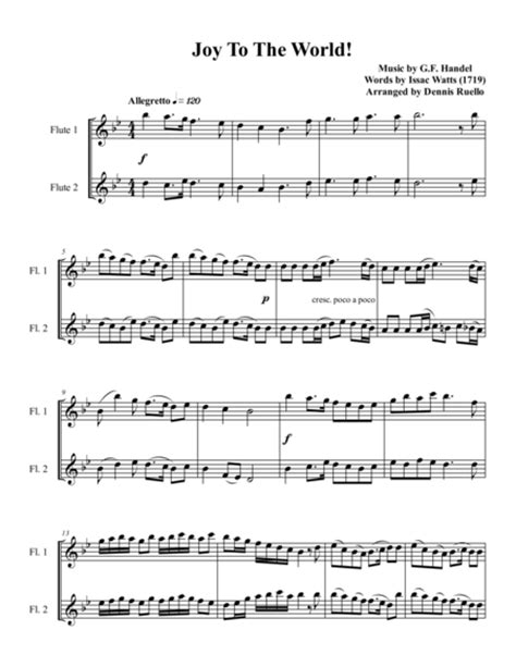 6 Christmas Carols For Flute Duet Intermediate Level By