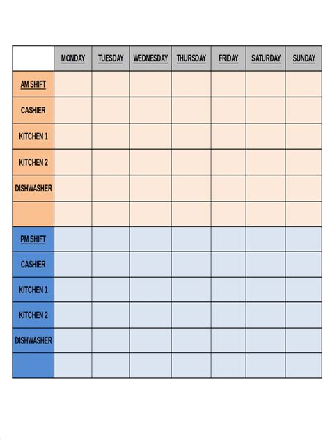 Restaurant Work Schedule Template √ 30 Restaurant Employee Schedule