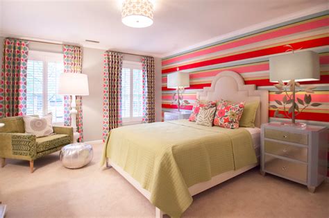 Striped Accent Wall Contemporary Girls Room Lucy