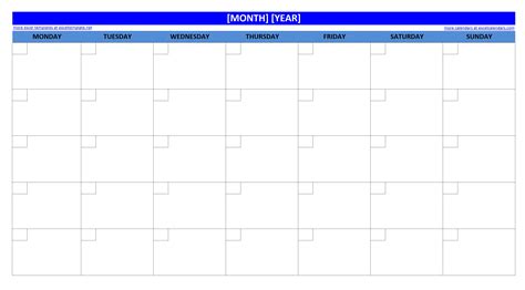 Printable Blank Monthly Calendar Excel Templates Printable Blank