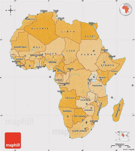 Political Shades Map Of Africa Cropped Outside