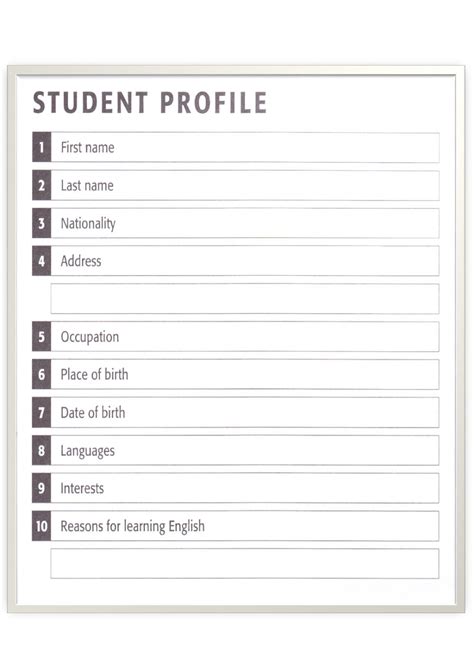 Student Profile Worksheet