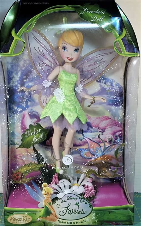 Disney Fairies Tinker Bell Porcelain Keepsake Brass Key Doll 2007 Boxed Nib