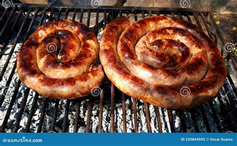 Asado De Chorizos On The Grill Typical Sausages In Argentina Royalty