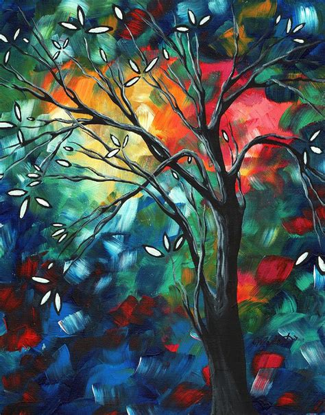 Abstract Art Original Colorful Painting Spring Blossoms By Madart