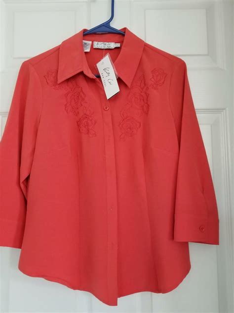 Brand New Kathy Che Stretch Formal Business Blouse Color Orange Size EBay