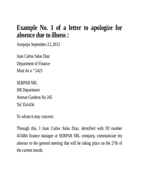Free Formal Excuse Letter Templates Samples In Ms Word Google Docs Pages Pdf
