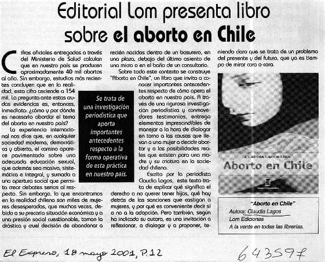 Editorial Lom Presenta Libro Sobre El Aborto En Chile Artículo Biblioteca Nacional Digital