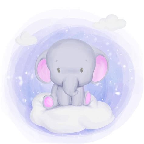 Bebê Elefante Recém Nascido Sentar Na Nuvem Png Bebê Elefante Clipart