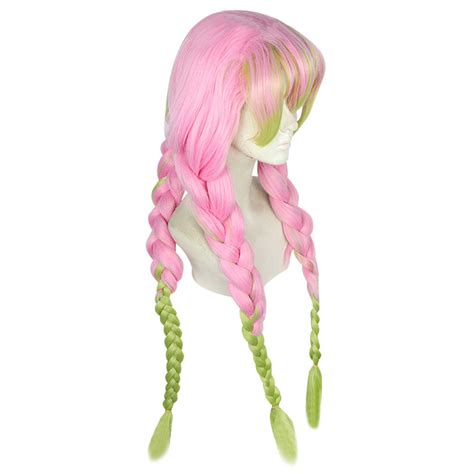 Demon Slayer Kimetsu No Yaiba Kanroji Mitsuri Pink Green Cosplay Wig