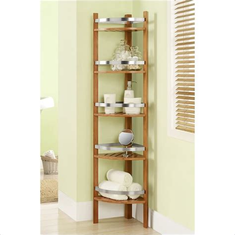 Some corner bathroom shelves can be shipped to you at home, while others can be picked up in store. Altra Furniture Bamboo Bathroom Corner Tower w/5 Shelves ...