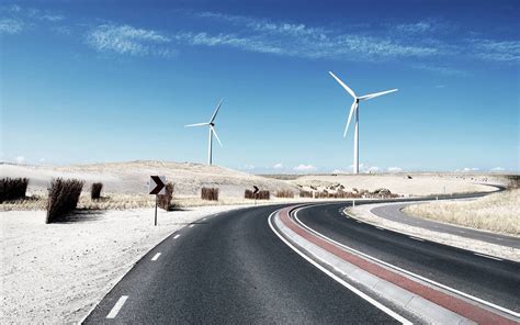 Photography Nature Landscape Road Wind Turbine Sand Wallpaper