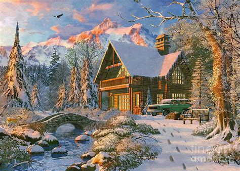 Winter Holiday Cabin Digital Art By Dominic Davison